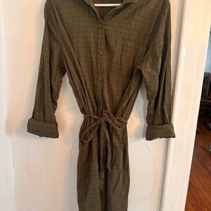 Sonoma Olive Green Button-Front Shirt Dress